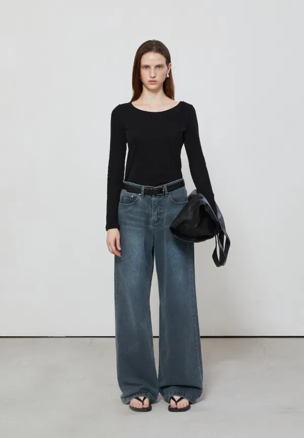 WASHING WIDE FIT BLUE DENIM
