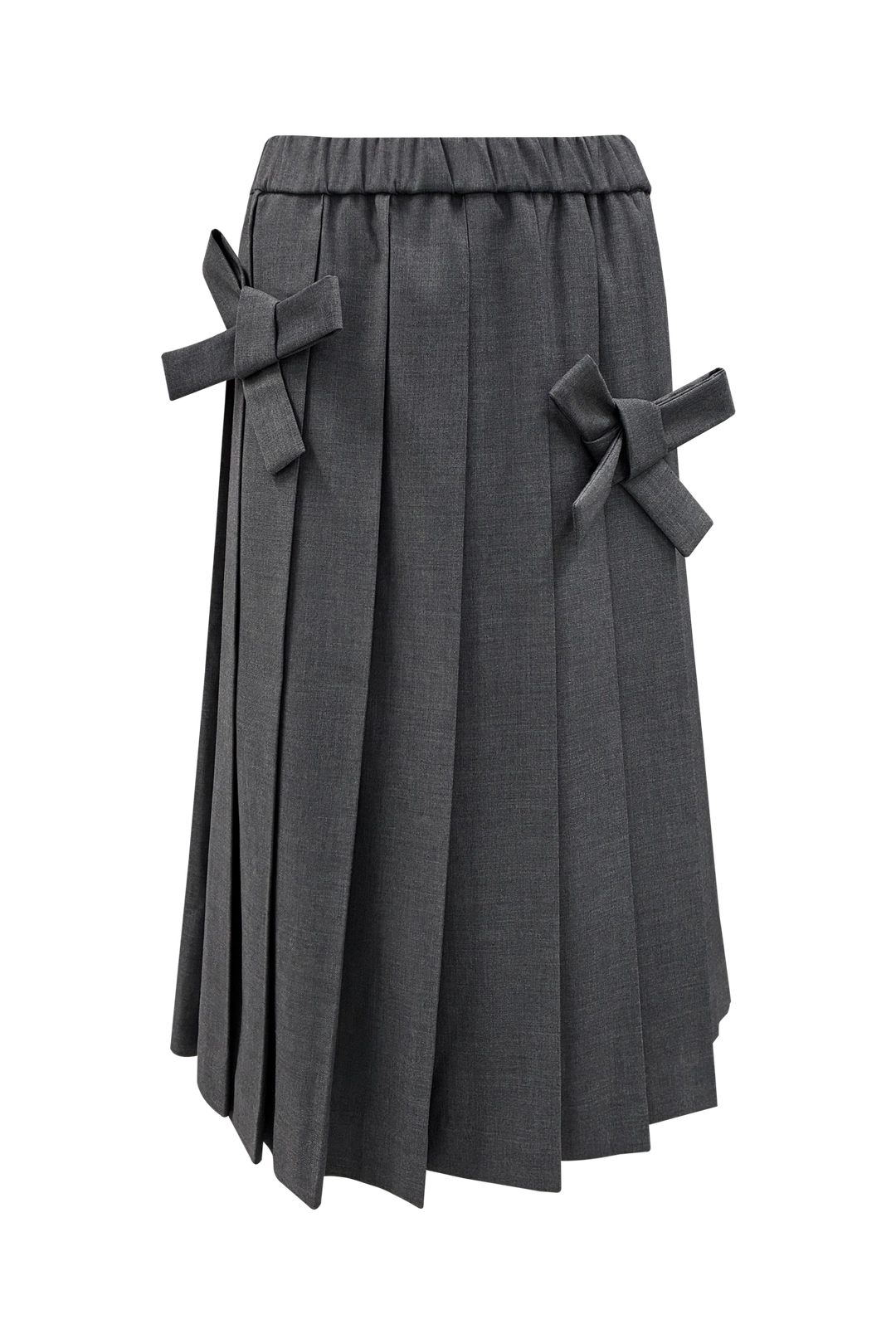 체메씨 BOW LONG PLEATED SKIRT (GRAY) 상품 이미지 2