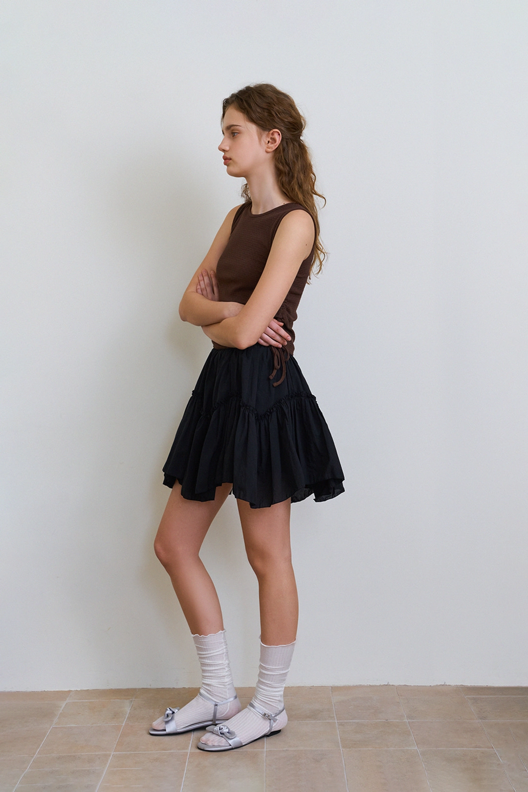 위드아웃썸머 Wave frill skirt_black 상품 이미지 2