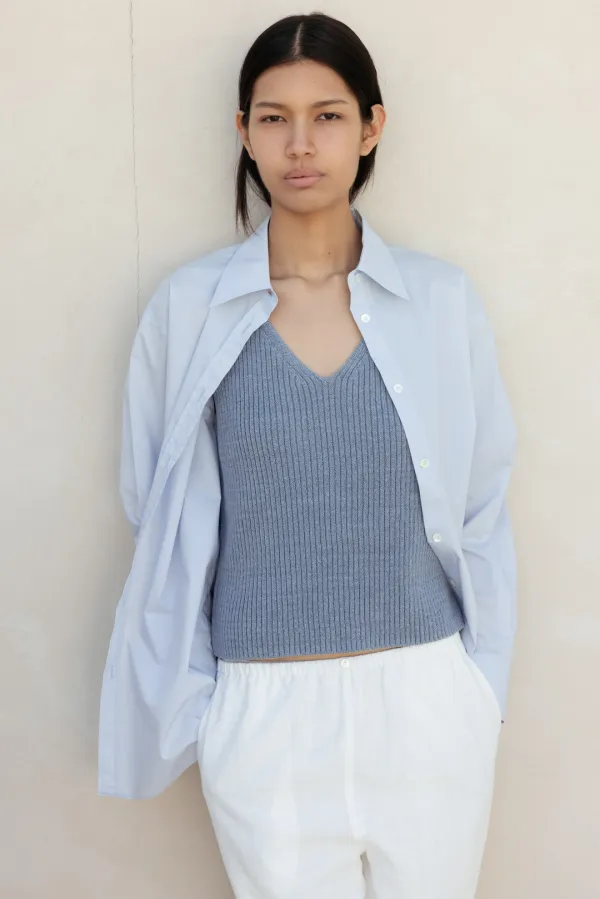 Cotton Silket Overshirt (Blue)
