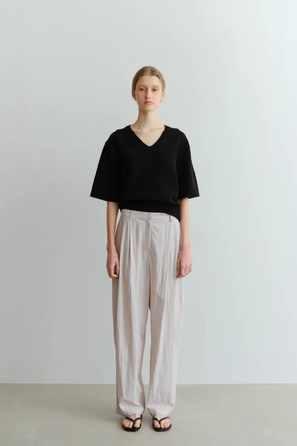 COTTON V-NECK KNIT_BLACK_OE2C2MKN40BKA