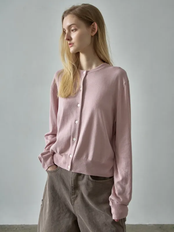 페이퍼 에센셜 가디건_vintage pink
