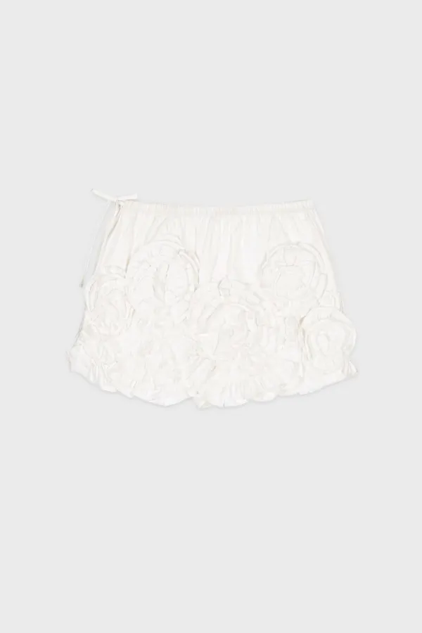 [우기 착용] Rose Frill Mini Skirt (White)