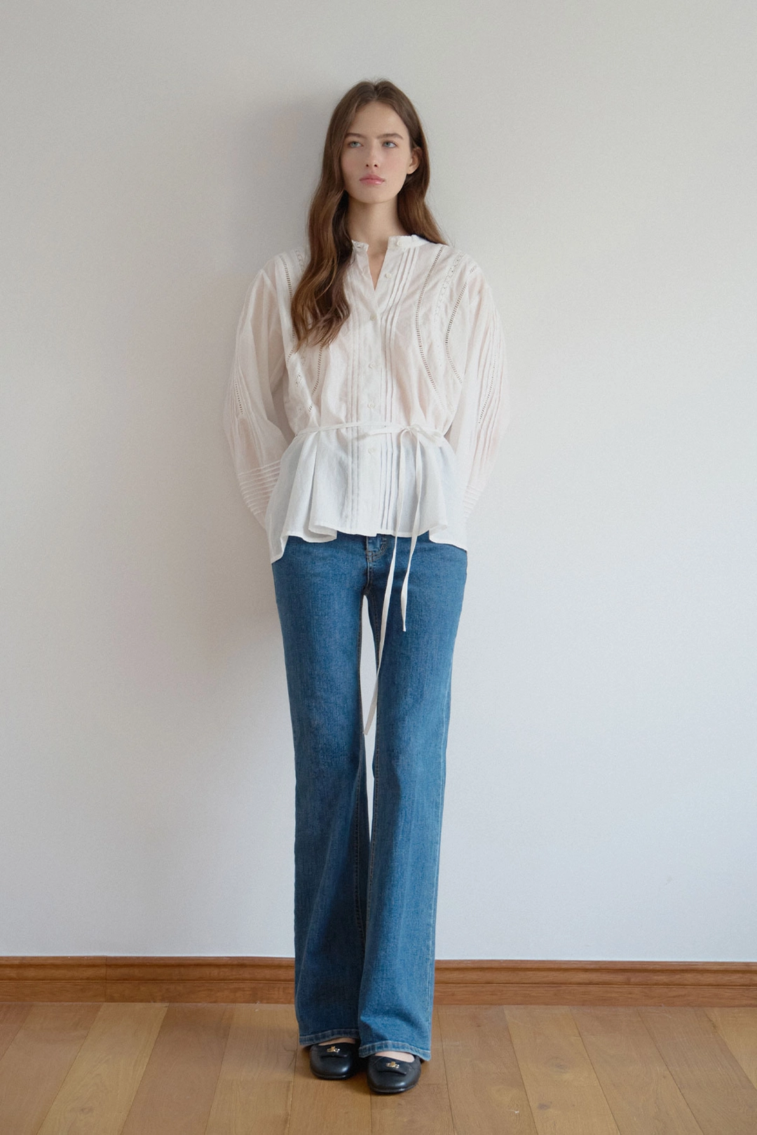 샤드라마 [7차 REORDER] PLEATS BOOTCUT DENIM PANTS [MID BLUE] 상품 이미지 2
