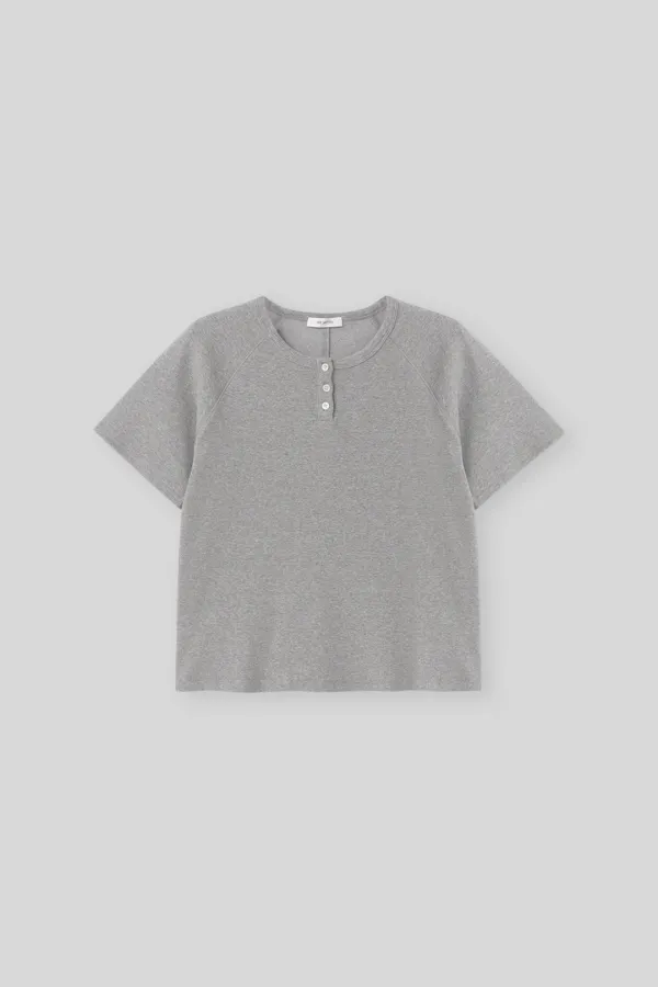 Button half t-shirt (gray)