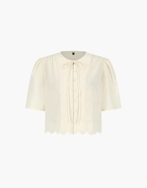 lace point blouse - butter