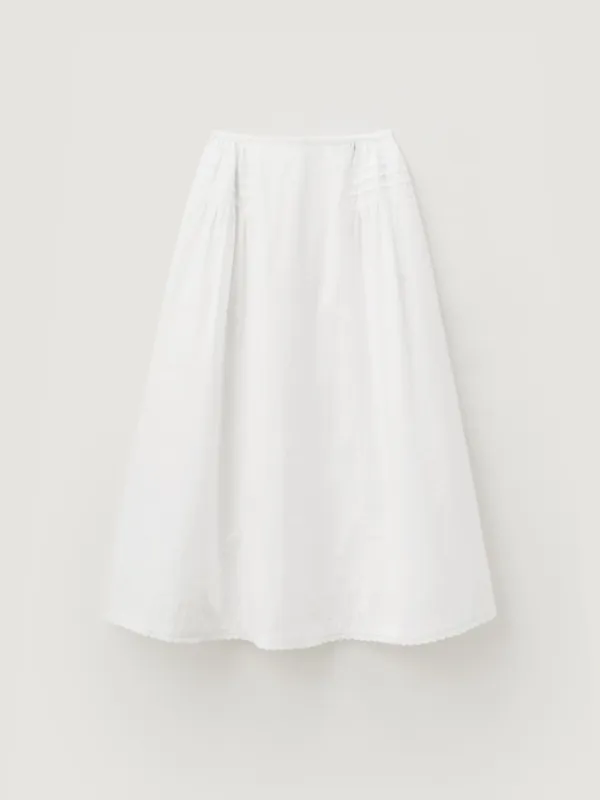 Shirring Flare Skirt - White