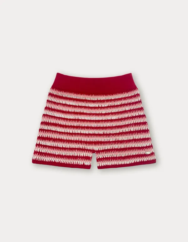 Handmade Stripe Knit Pants - Red