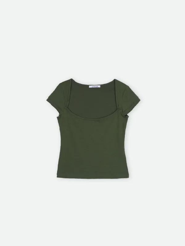 ✲ 5TH LEAF SQUARE T-SHIRT DARK OLIVE