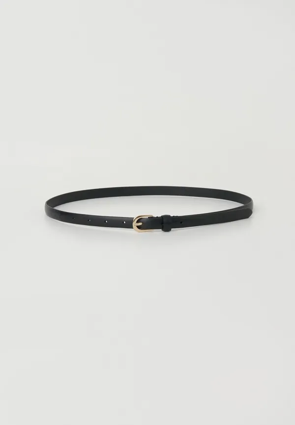 15MM CLASSIC ITALIAN LEATHER BELT - BLACK/GOLD