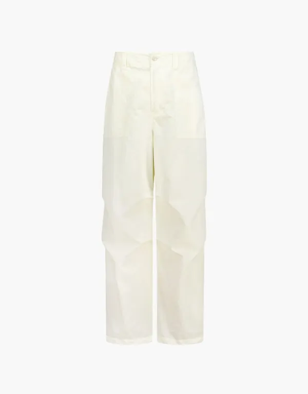 cotton nylon banding pants - off white