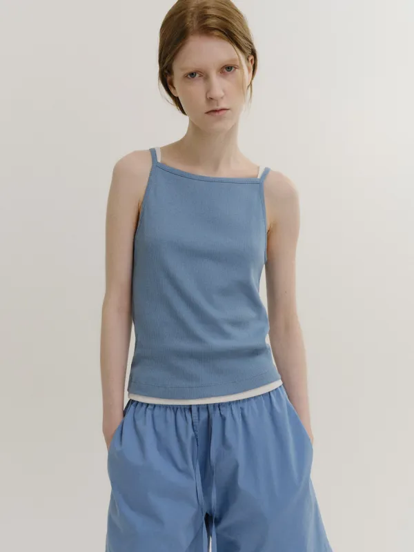 Soft ribbed sleeveless (Blue)