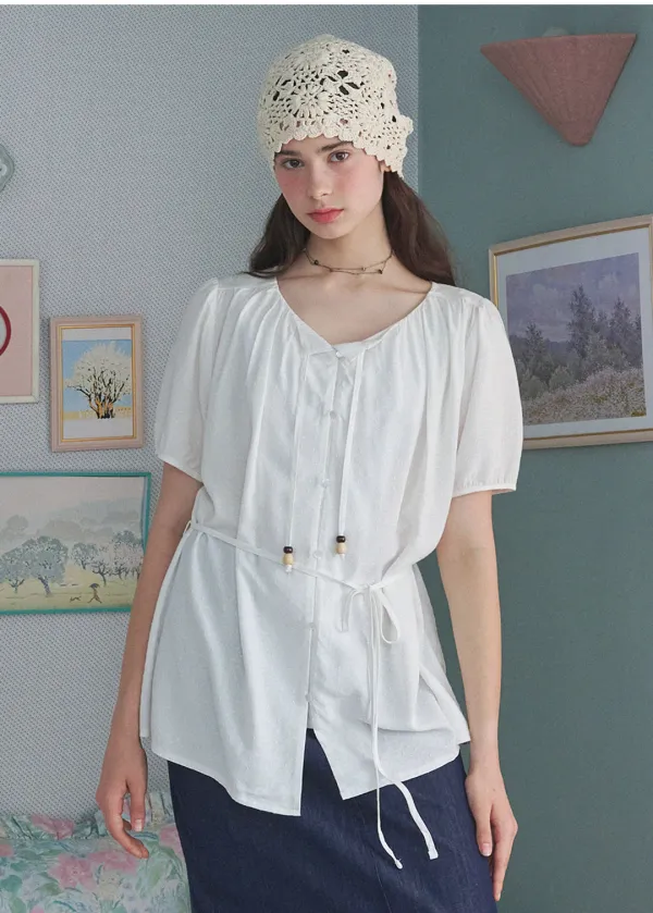  [44-120]  Lia Dot Strap Blouse  리아 도트 스트랩 블라우스 (여름-데일리룩-러블리룩-출근룩-데이트룩-빈티지룩-캐주얼룩-도트패턴-우드끝종-스트랩-레이스-여리블라우스-빅사이즈-자체제작) 