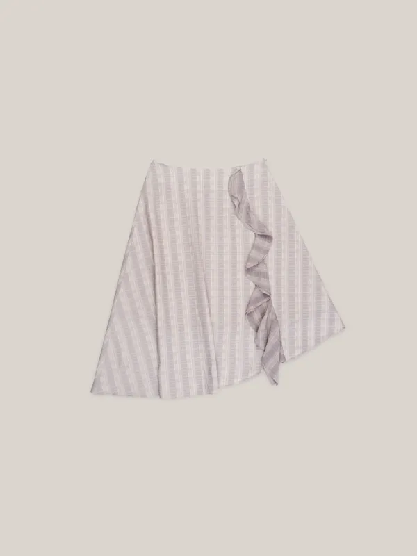 FRILL CHECK SKIRT  [ LAVENDER ]