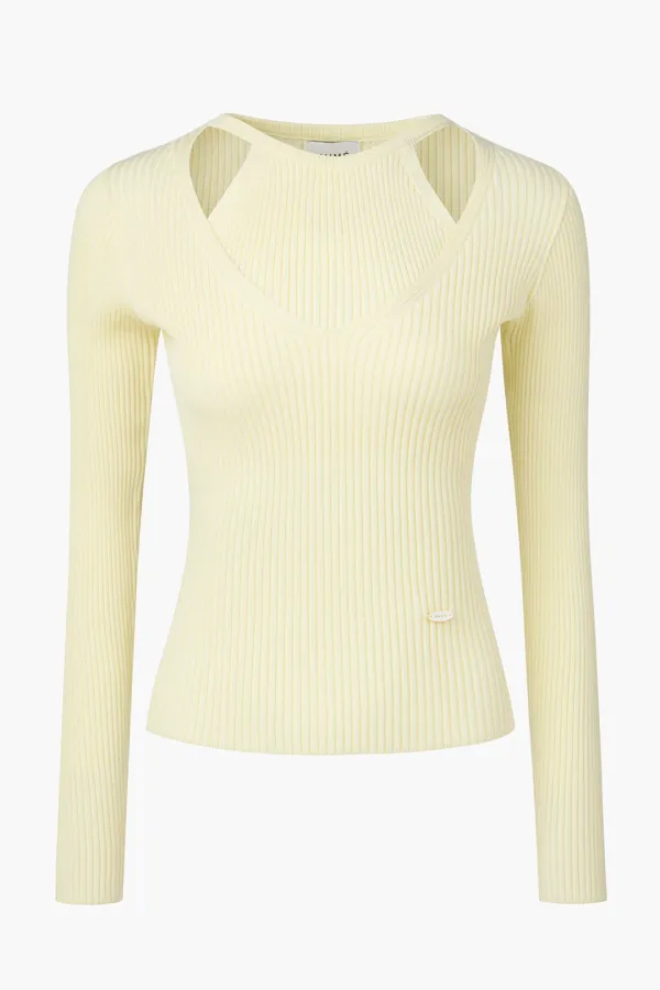 [1st Re-order] Halter Layering Tencel Sweater, Light Yellow