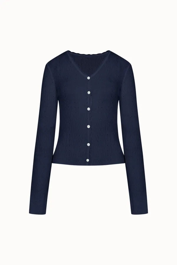 Ribbed V-Neck Cardigan[LMBESUKN274]-3color