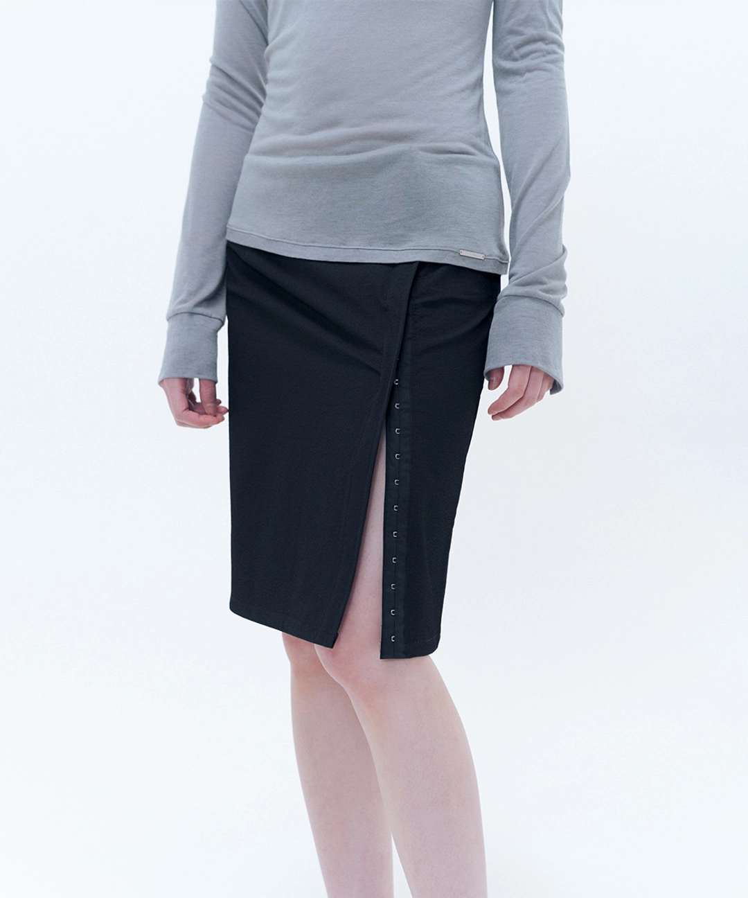 미세키서울 Hookandeye slit skirt BLACK 상품 이미지 2