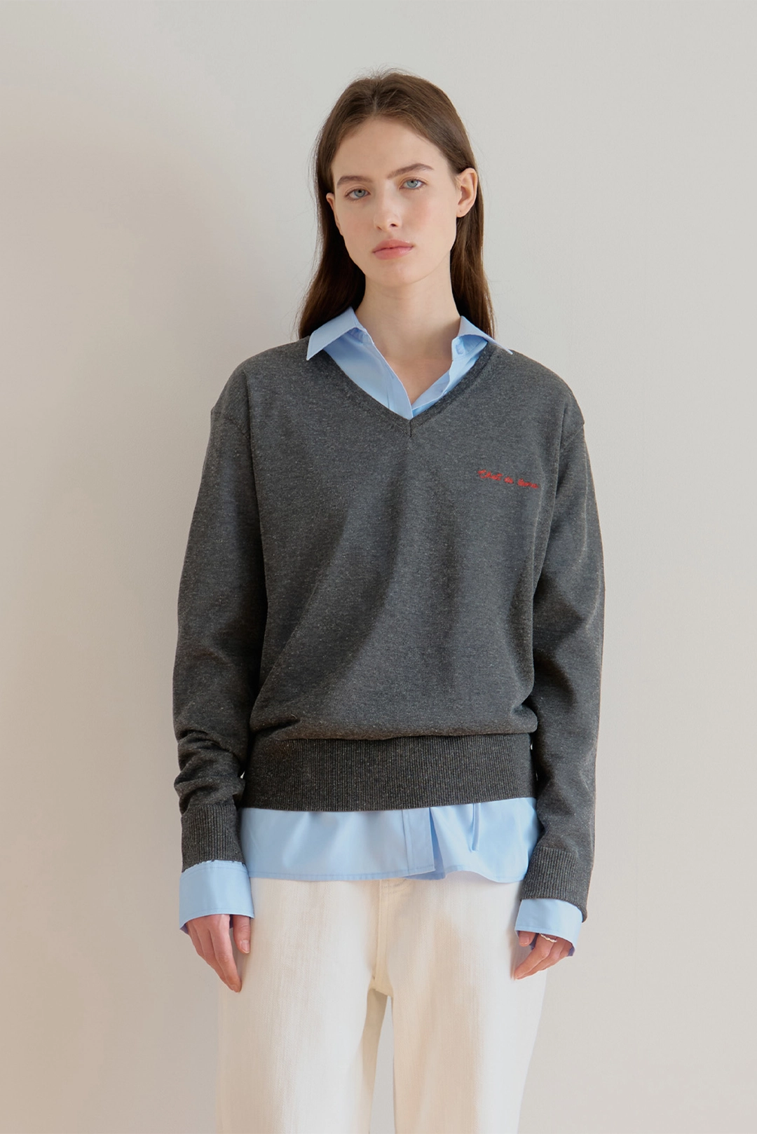 샤드라마 VISCOSE V-NECK KNIT [CHARCOAL] 상품 이미지 2