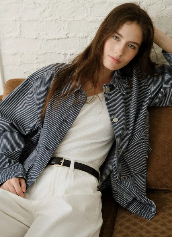 Henson Washed Jacket (Stripe Navy)