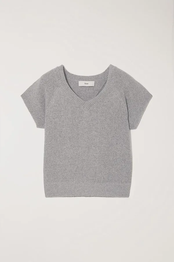 SUMMER LINEN V-NECK KNIT MELANGE GREY