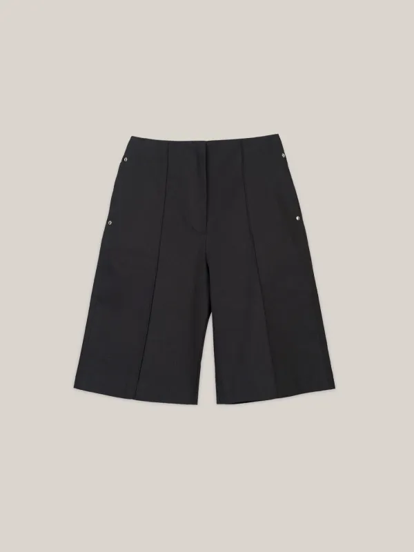 WASHING BERMUDA PANTS  [ BLACK ]