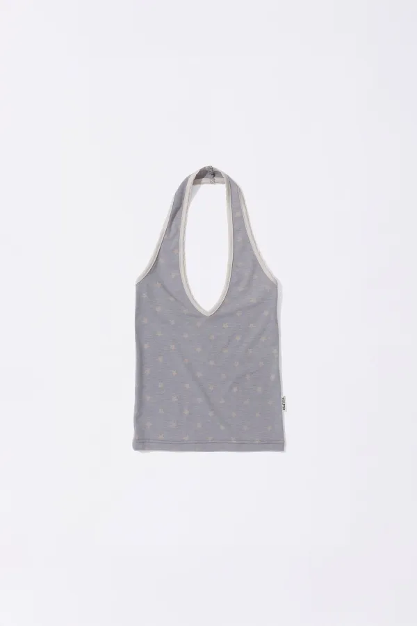 Star Halter Top Pale Gray