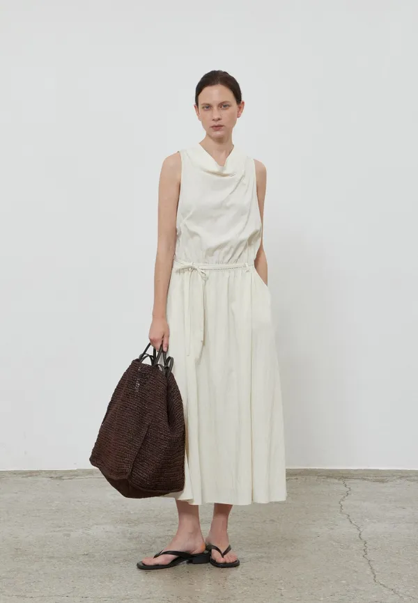 COWL DRAPE LONG DRESS - CREAM