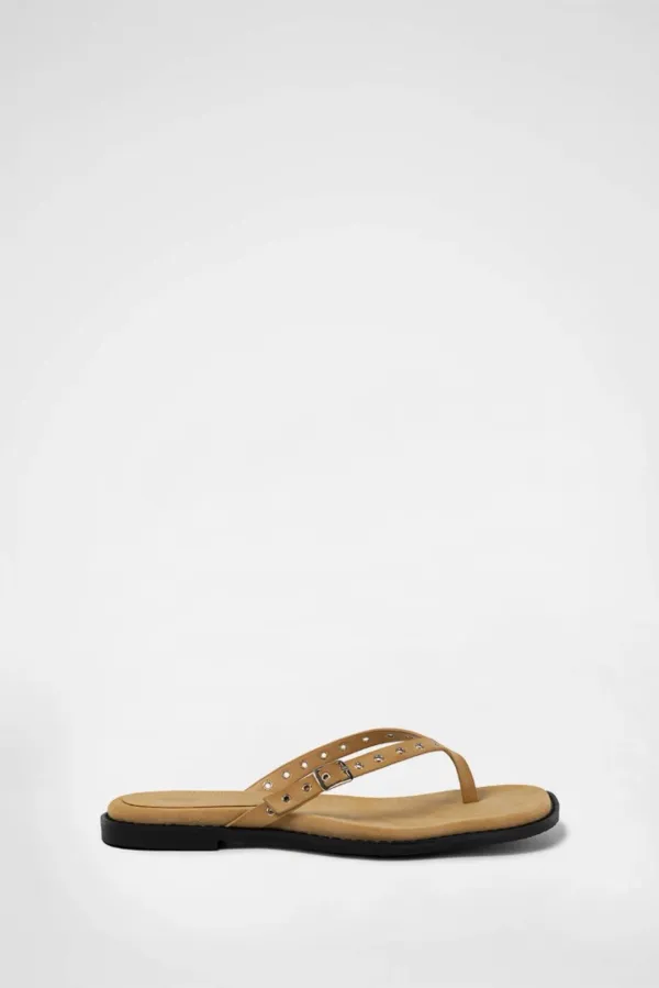 EYELET FLIP-FLOP / BEIGE