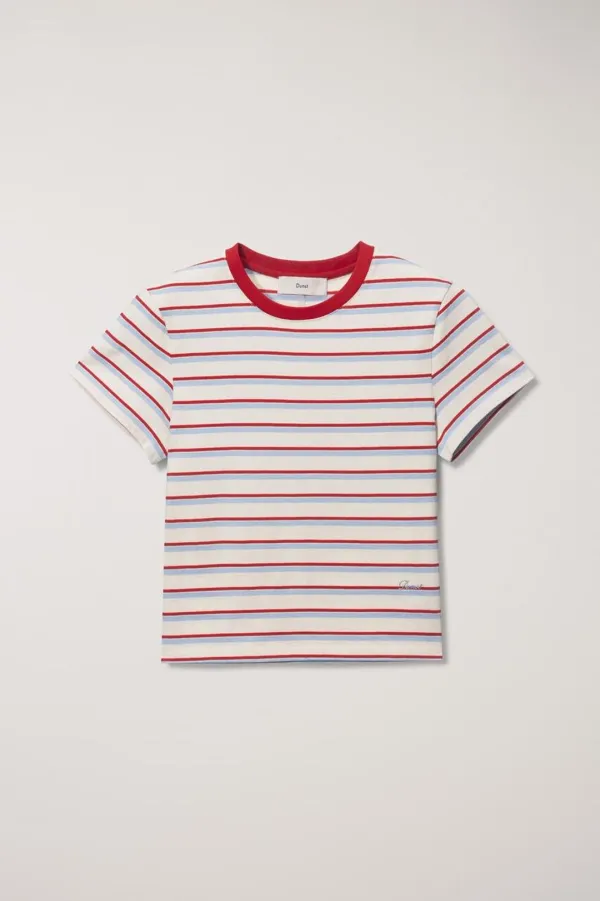MULTI STRIPE T-SHIRT CREAM SOFT BLUE