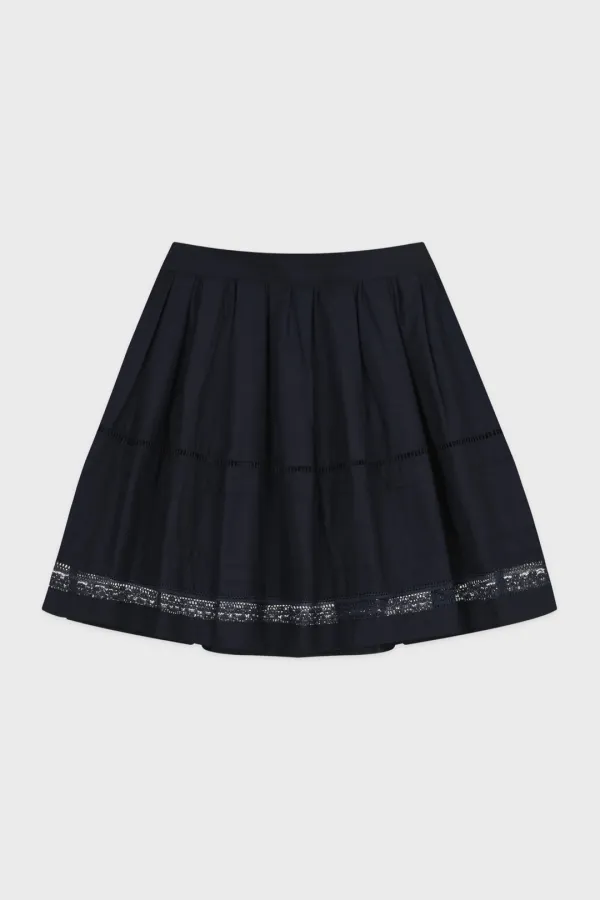 Lace Flared Skirt (Navy)