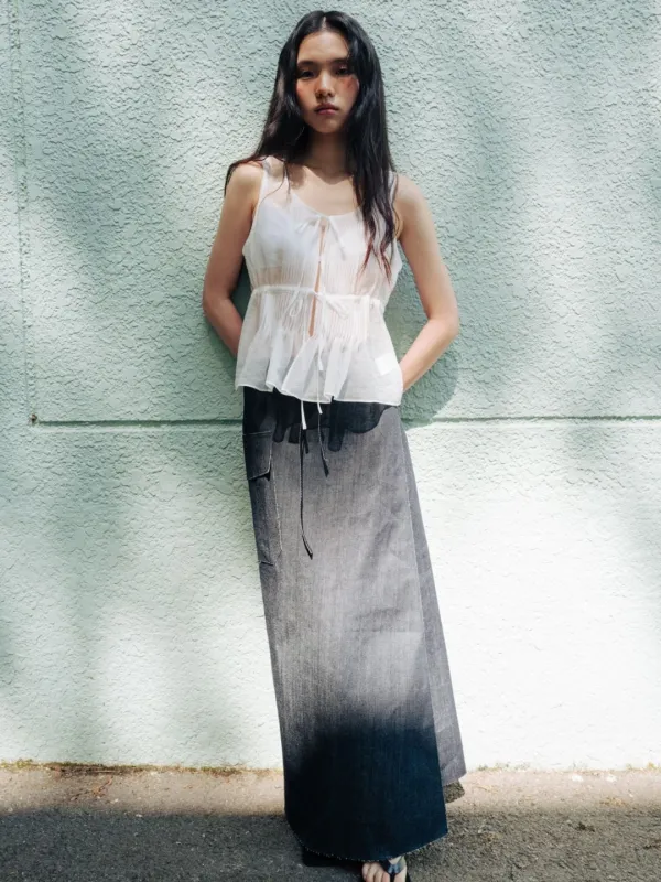 Denim wrap skirt (dark navy)