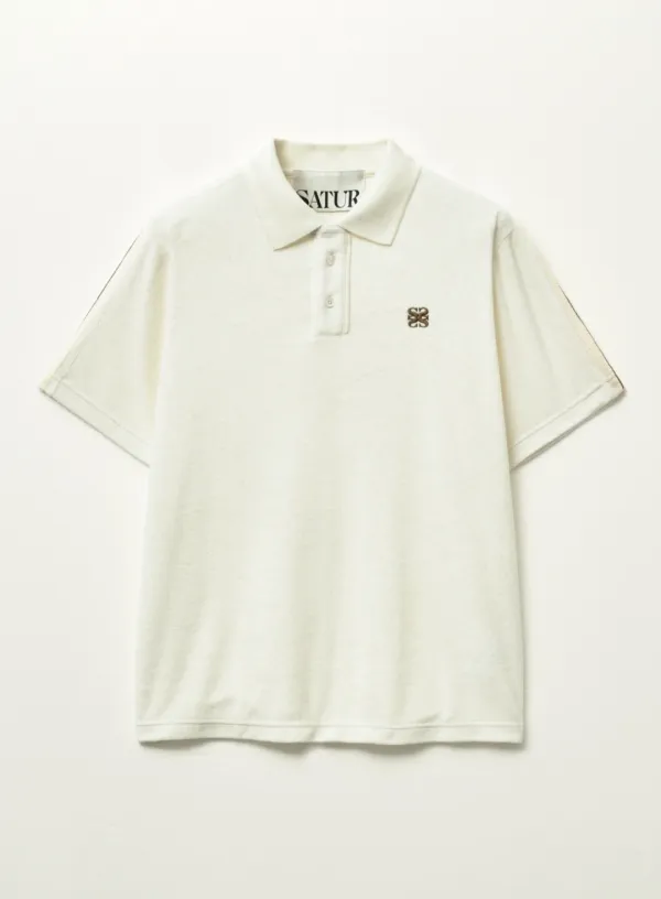 Lawton Terry Pique Polo T-Shirt - Cream