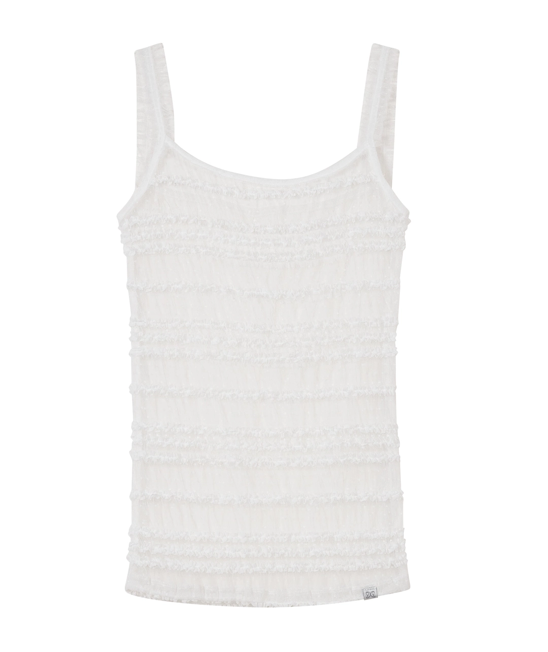 타입서비스 Mesh Ruffle Sleeveless Top [White] 상품 이미지 3