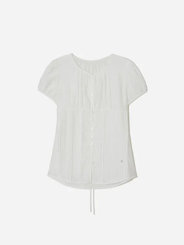 Shirring Volume Crinkle Blouse Ivory