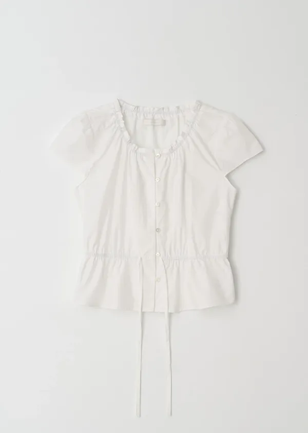 shirring peplum blouse-ivory