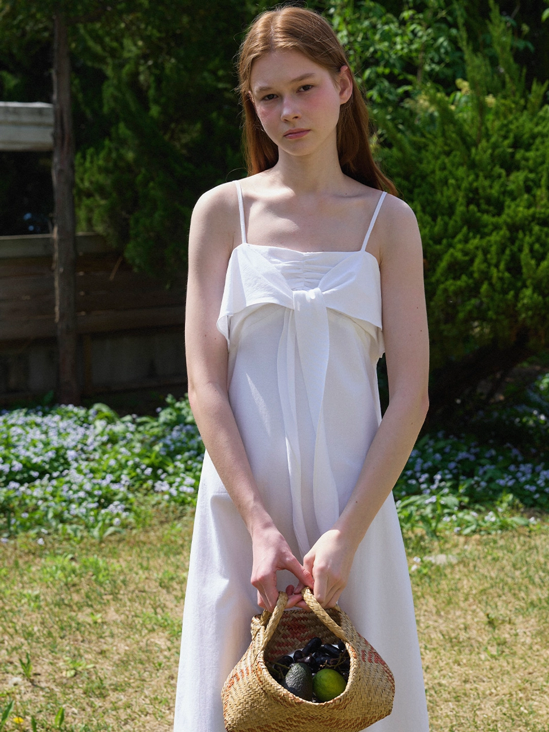 쏘이르 RIBBON TIE LONG DRESS - WHITE 상품 이미지 1