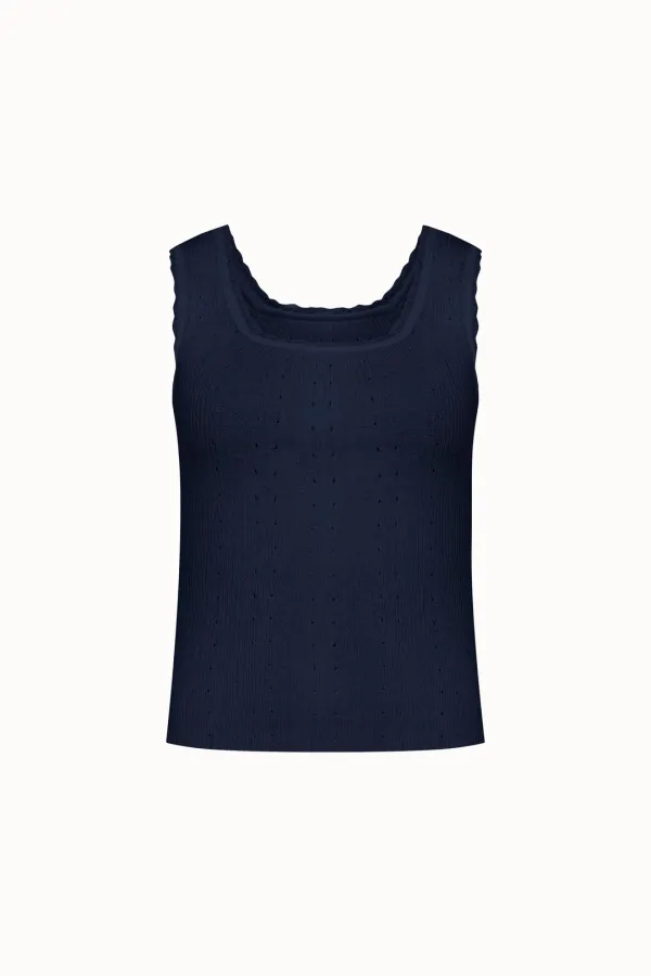 Ribbed Square-Neck Knit Sleeveless[LMBESUKN275]-3color