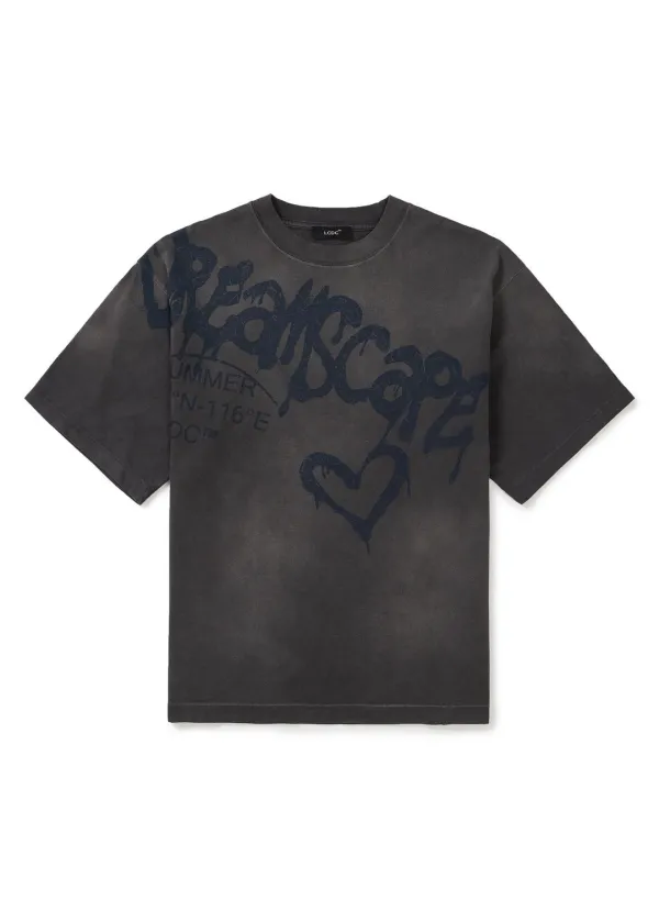 LETTERING PRINT T-SHIRT (DARK GREY)