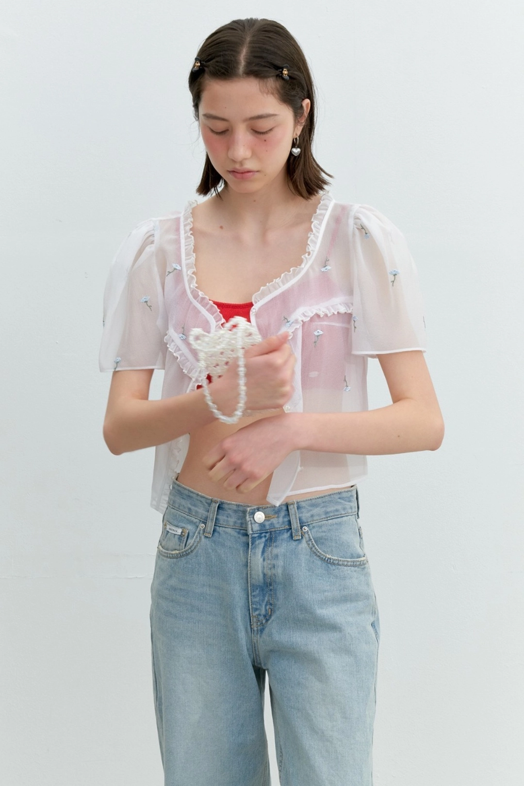 순수 (6th Re-stock) Pure Flower Top (White) 상품 이미지 1