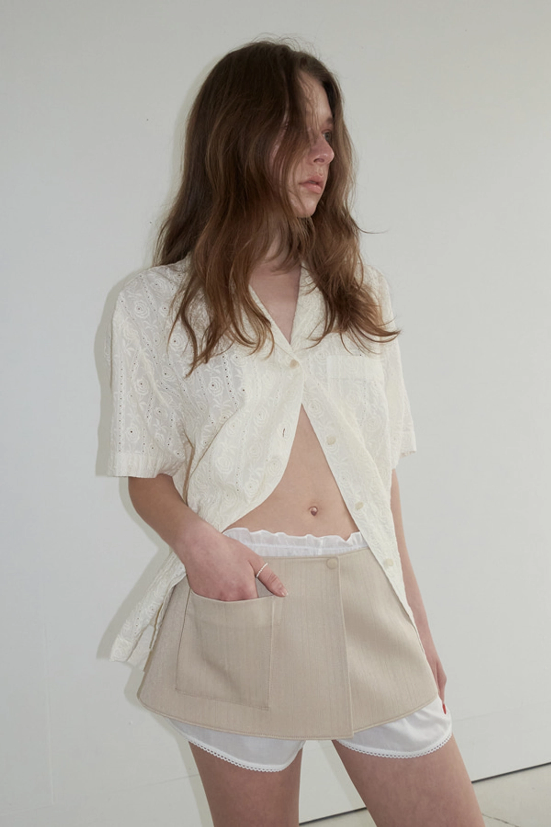 오버듀플레어 JACQUARD SKIRT BELT_BEIGE 상품 이미지 2