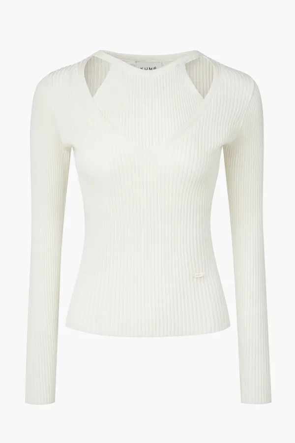 [2nd Re-order] Halter Layering Tencel Sweater, White