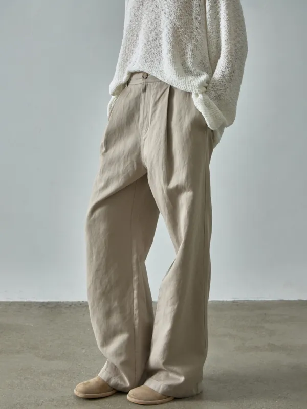 린넨 더블 포켓 팬츠_olive beige