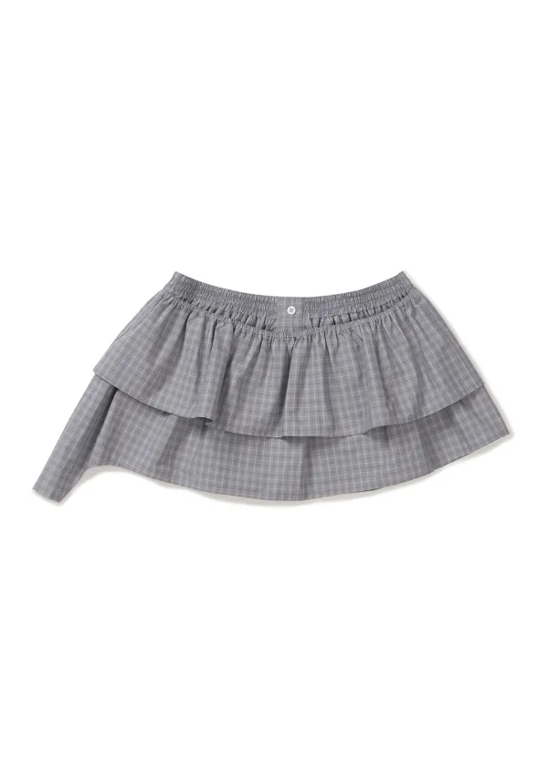 CHECKED FRILL MINI SKIRT (GREY)