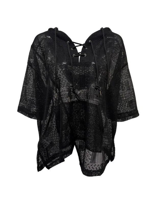 BOHEMIAN LACE HOODIE BLACK