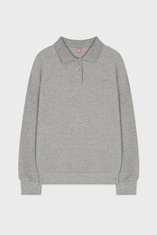 Logo Collar Sweatshirt (Melange Grey)