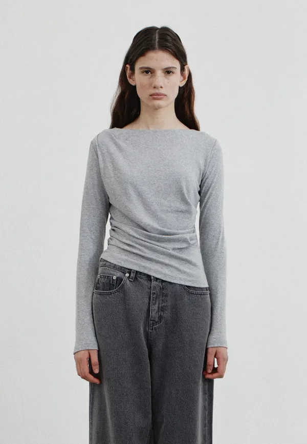 UNBALANCE DRAPE T-SHIRT - GRAY