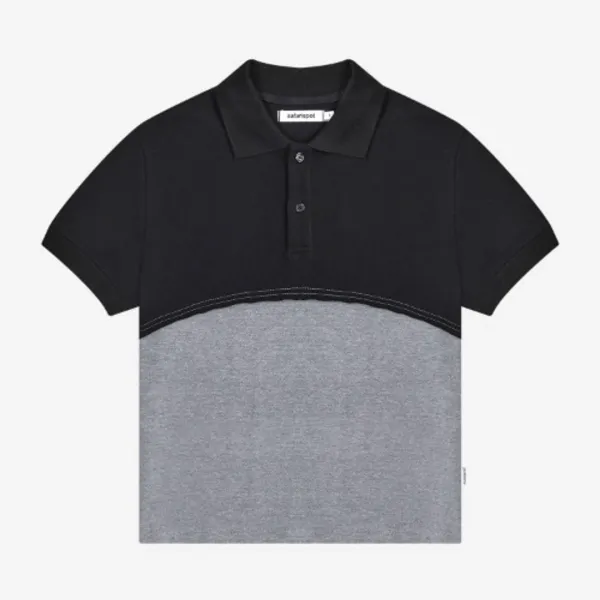 REGULAR HALF ROUND PK TEE (BLACK/GRAY)