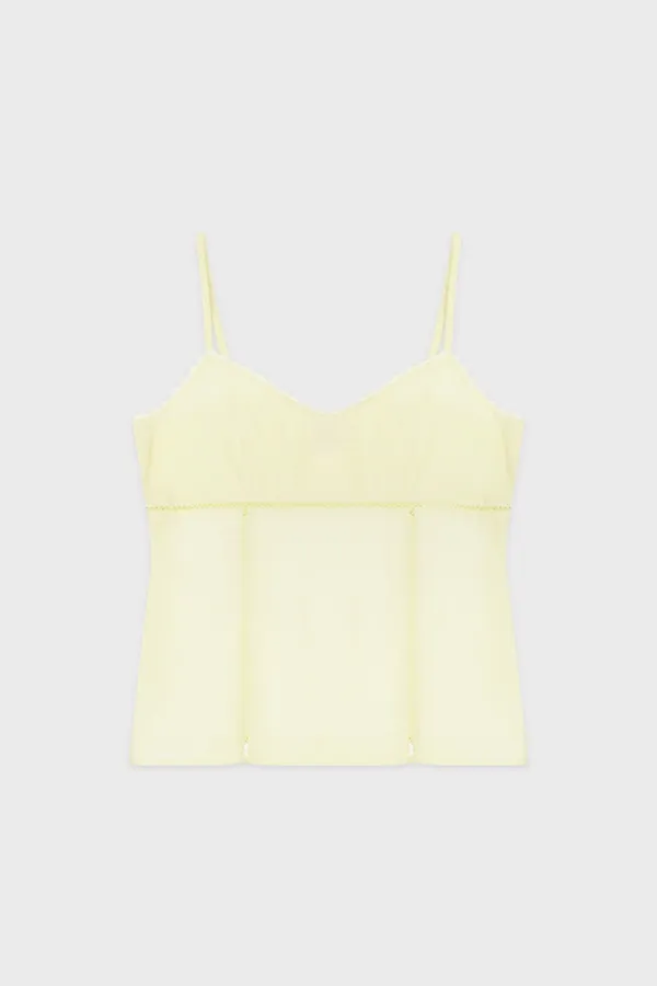 V-Neck Lace Silky Sleeveless (Cream Yellow)