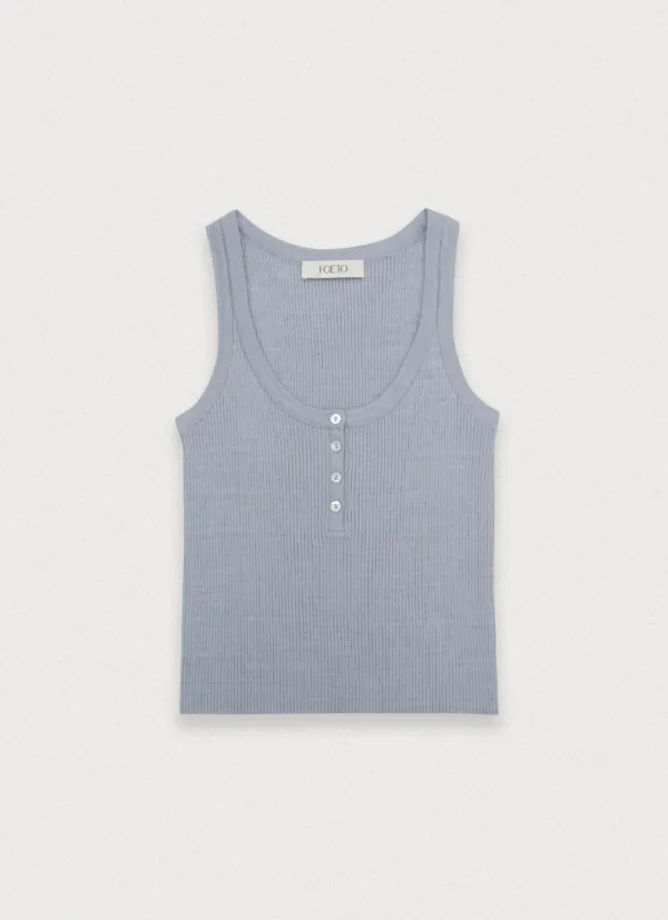 Ro button knit sleeveless - silver grey