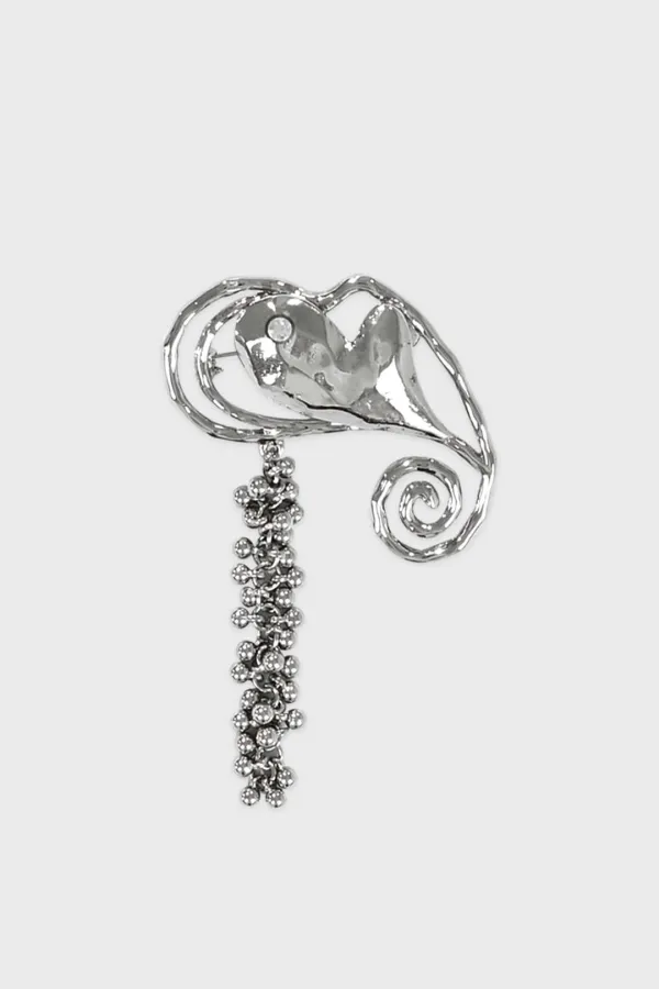 Beaded Heart Brooch (Silver)